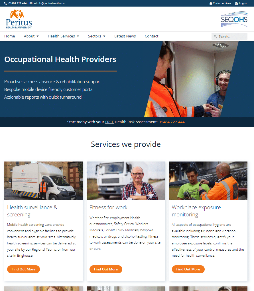 peritus health website screenshot